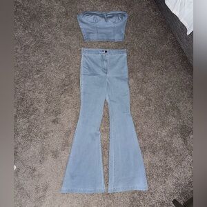Blue Boot Cut Flare Pants with Classic Denim Style